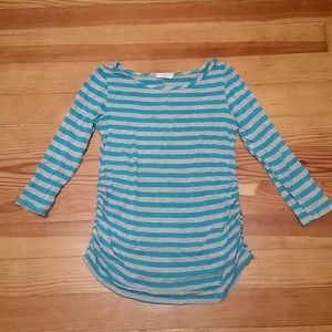 3/4 sleeve striped maternity shirt